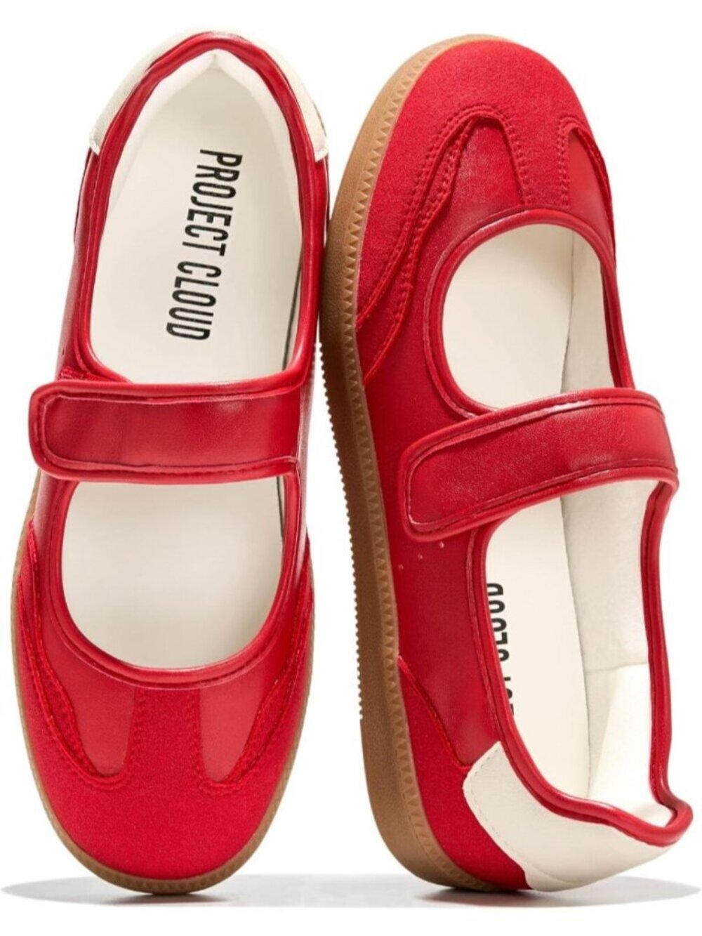 Women's Red Closed Toe Non-Slip Flat Lightweight Slip On Mary Jane Sneaker